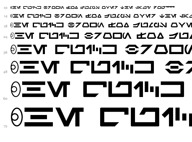 SF Distant Galaxy Symbols font waterfall